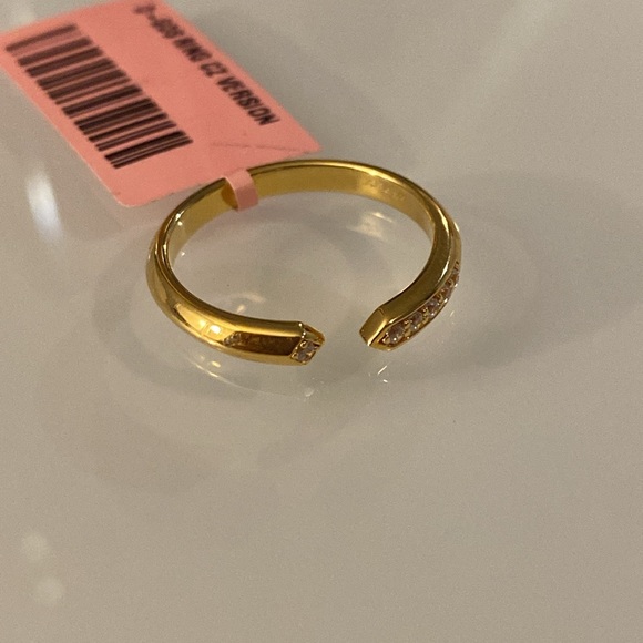 CZ Open Cuff Ring in Yellow Gold Plated Over Sterling Silver 925 - Picture 3 of 6